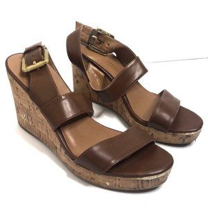 Franco Sarto Murphy brown strappy wedge 7